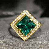 Gold Emerald Ring - Emerald Engagement Ring, Gold Emerald Vintage Ring