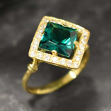 Gold Emerald Ring - Emerald Engagement Ring, Gold Emerald Vintage Ring