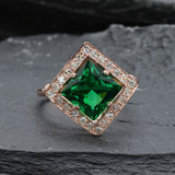 Square Created Green Emerald Ring in Rose Gold Vermeil, ideal May birthstone gift for birthdays and special celebrations.