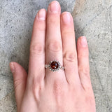 Amber Silver Ring - Natural Amber Ring - Vintage Flower Ring