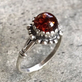 Amber Silver Ring - Natural Amber Ring - Vintage Flower Ring