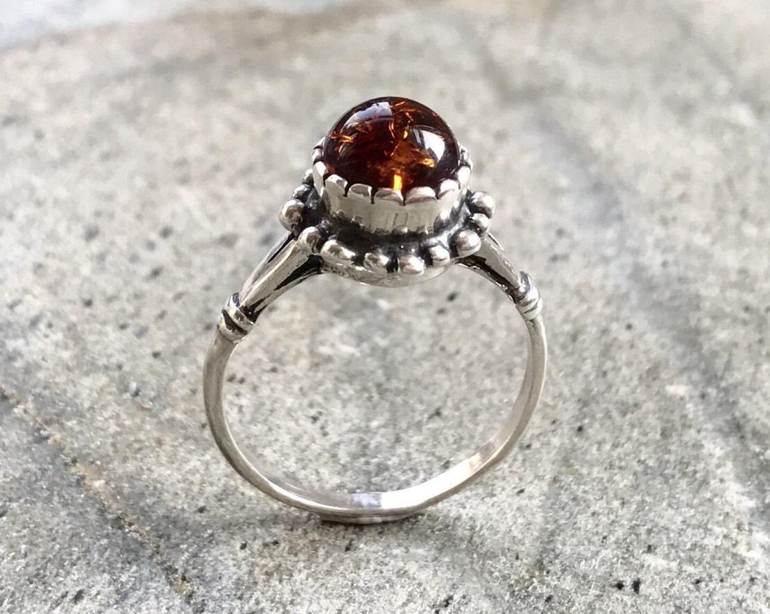 Amber Ring, Natural Amber, Vintage Rings, Antique Rings, Taurus Birthstone, Amber, Healing, Yellow Gemstone, Solid Silver Ring, Pure Silver