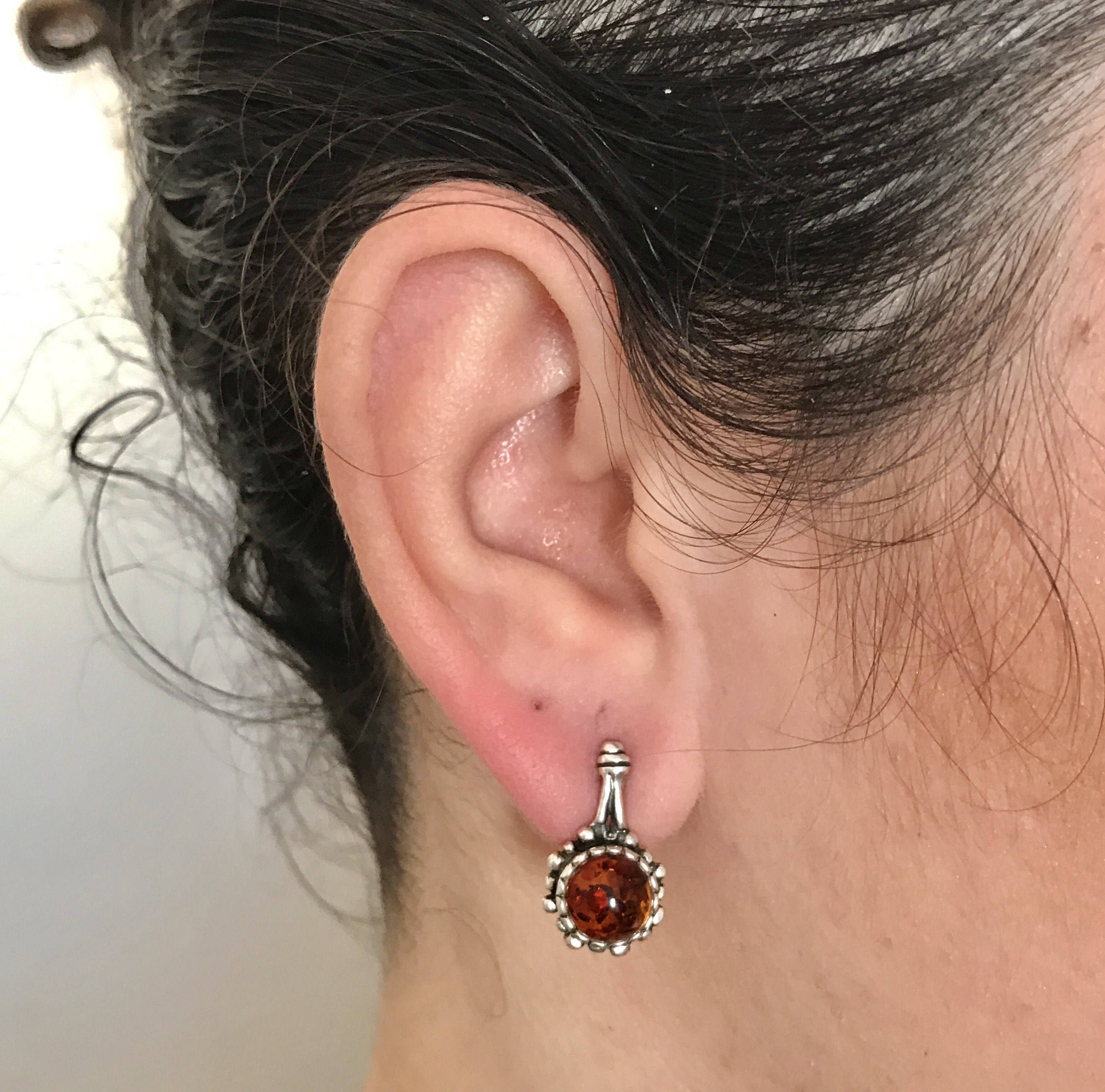 Amber Earrings, Natural Amber, Vintage Earrings, Antique Earrings, Taurus Birthstone, Amber, Healing Stones, Yellow Gemstone, Solid Silver