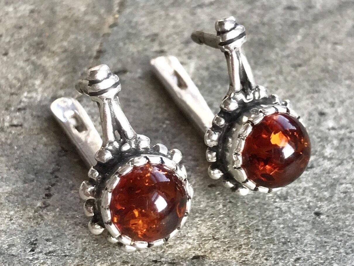 Amber Earrings, Natural Amber, Vintage Earrings, Antique Earrings, Taurus Birthstone, Amber, Healing Stones, Yellow Gemstone, Solid Silver