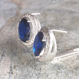 Sapphire Victorian Earrings - Blue Statement Earrings - Heavy Sapphire Earrings