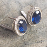 Sapphire Victorian Earrings - Blue Statement Earrings - Heavy Sapphire Earrings