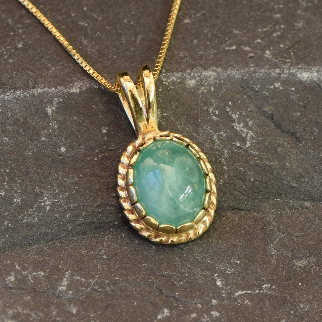 Elegant Natural Emerald Pendant in 18k Gold Vermeil, featuring a stunning oval green emerald, perfect for May birthdays.