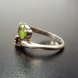 Topaz Silver Ring - Two Stone Ring - Green Bypass Ring