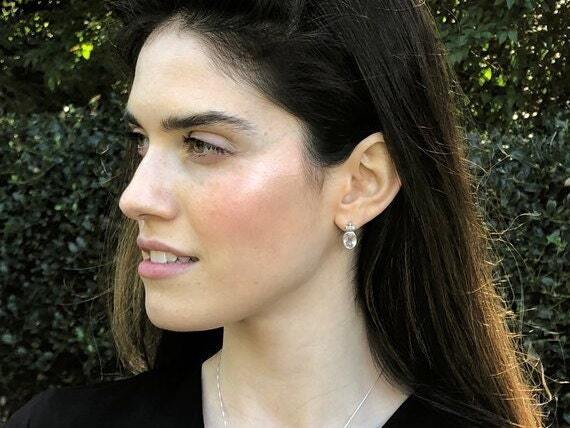 Mystic Topaz Earrings, Natural Mystic Topaz, December Birthstone, Victorian Earrings, Purple Diamond Studs, Topaz Studs, 925 Silver Earrings