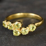 Gold Peridot Ring - Natural Peridot Ring - Bypass Gold Ring