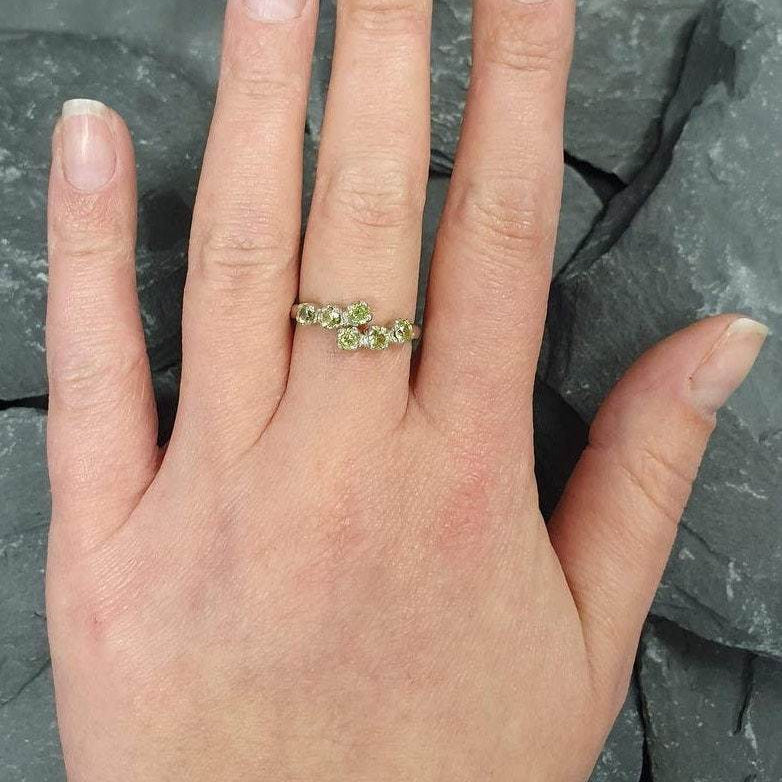 Peridot Ring, Natural Peridot, August Birthstone, August Ring, Green Band, Peridot Band, Vintage Ring, Solid Silver Ring, Birthstone Ring(1)