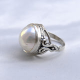 Elegant Natural Mabe Pearl Ring crafted in 925 Sterling Silver, perfect for everyday use and unique birthday gifts.