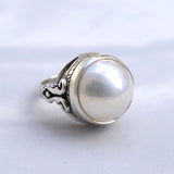 Huge Pearl Ring - Natural Mabe Pearl - June Birthstone Ring made in 925 Sterling Silver. Ideal for everyday wear and perfect for birthday gifting and special occasions.