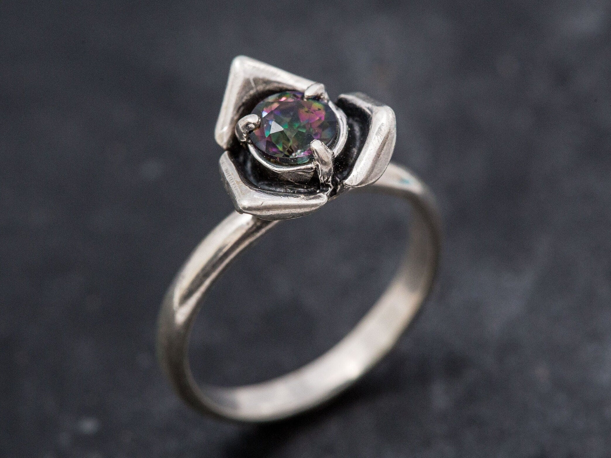 Flower Ring, Mystic Topaz Ring, Topaz Rose Ring, Mystic Topaz, Natural Topaz, December Birthstone, Vintage Flower Ring, Topaz Flower Ring