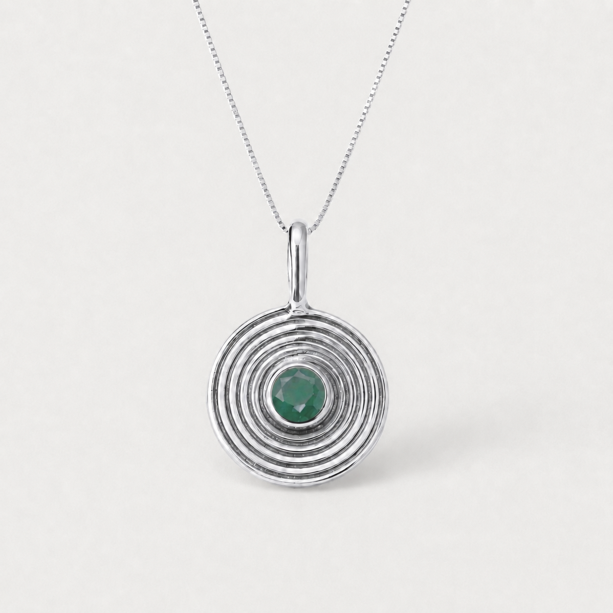 Natural Emerald Pendant made in 925 Sterling Silver with Round Natural Green Emerald in Bezel setting, May Birthstone gift idea, symbolizes growth, harmony, and deep emotional healing, ideal for everyday wear and perfect for birthday gifting and special occasions.