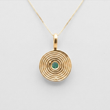 18k gold vermeil necklace with round natural emerald in bezel, May birthstone for growth and emotional healing