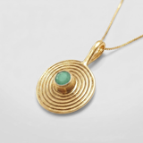 Bezel-set round emerald pendant in 18k gold vermeil, May birthstone for growth & harmony — perfect birthday gift