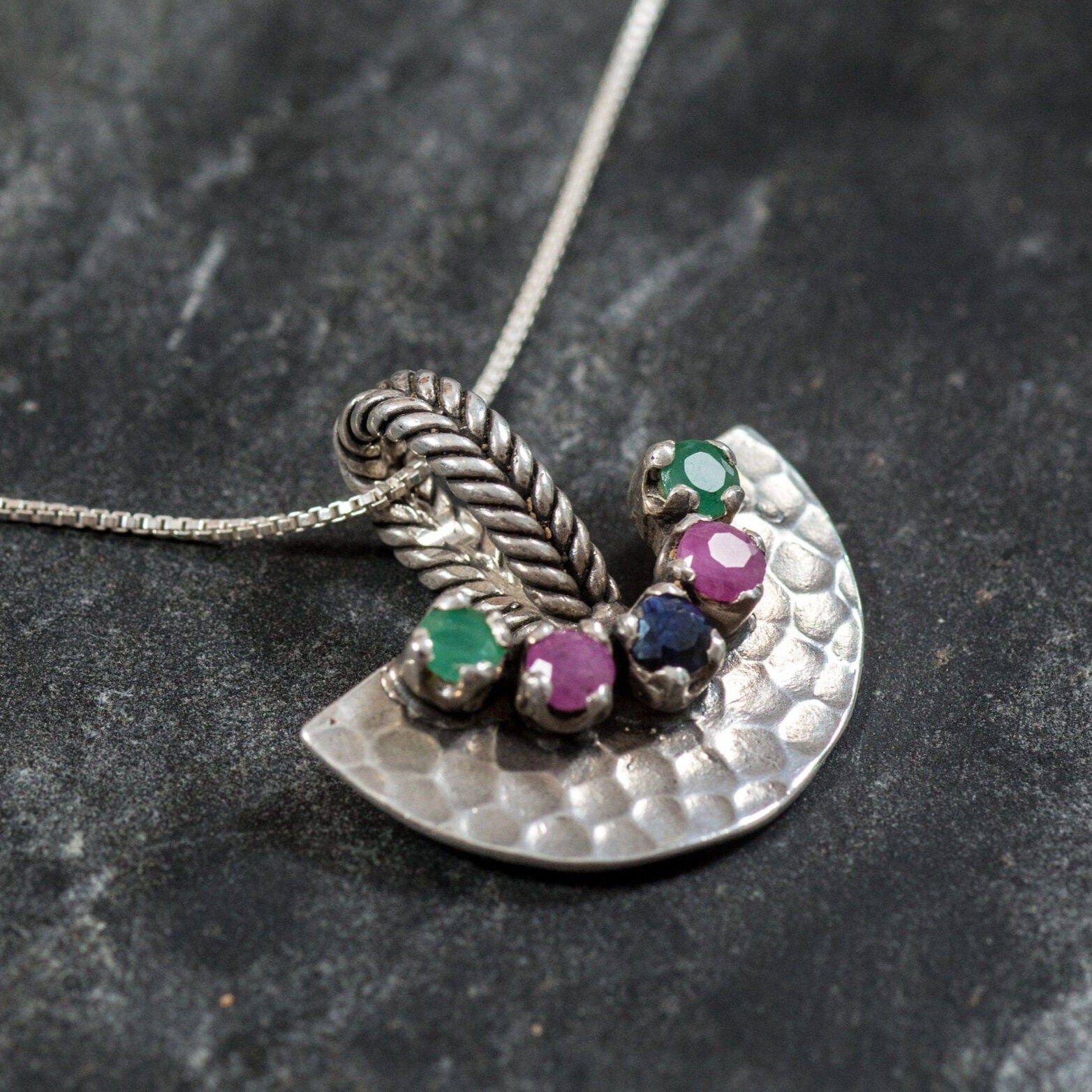 Emerald Pendant, Ruby Pendent, Natural Stones, Sapphire Pendant, May Birthstone, July Birthstone, September Birthstone, Silver Pendant