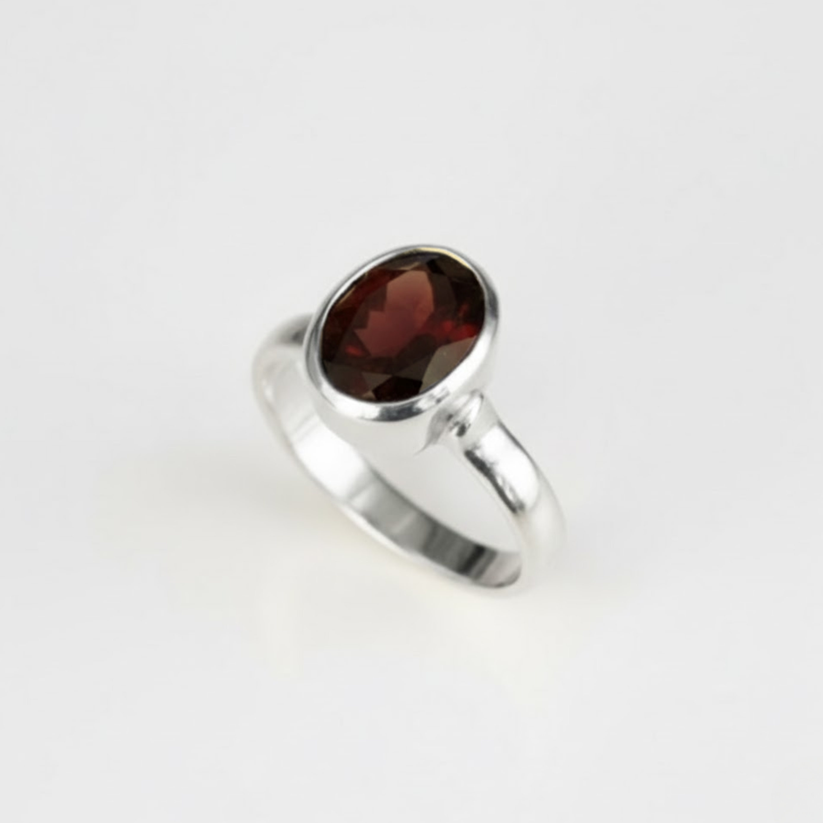 Natural Garnet Ring made in 925 Sterling Silver with Natural Red Garnet in Bezel setting, January Birthstone gift idea, symbolizes love, passion & commitment, ideal for everyday wear and perfect for birthday gifting and special occasions.