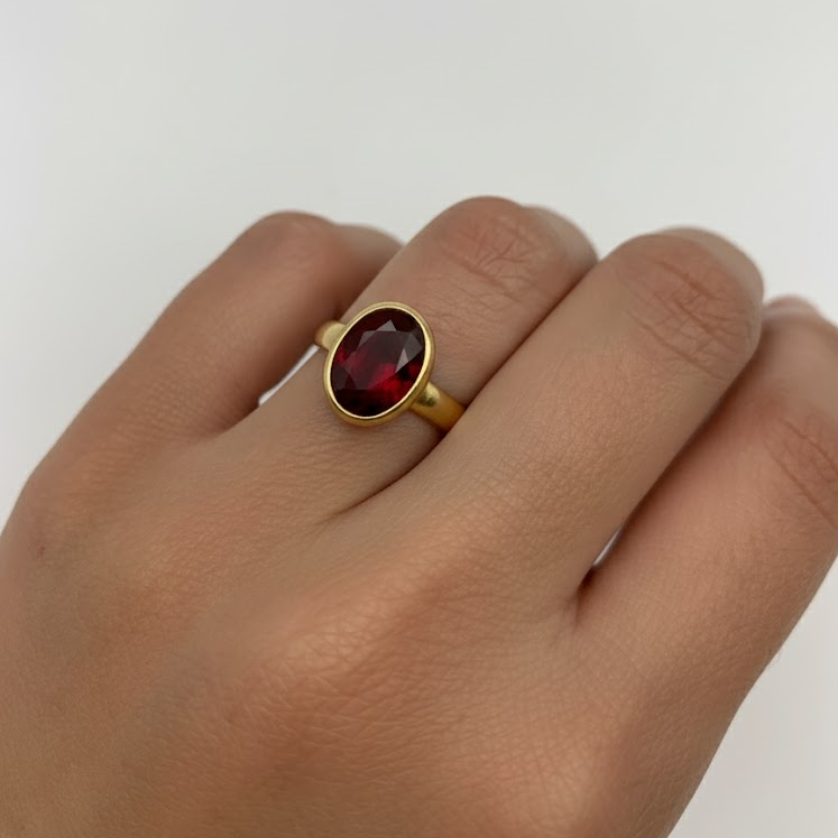 Elegant 18k Gold Vermeil Natural Garnet Ring, January Birthstone gem symbolizing love, perfect for everyday wear and gifts.