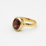 Natural Garnet Ring made in 18k Gold Vermeil with Natural Red Garnet in Bezel setting, January Birthstone gift idea, symbolizes love, passion & commitment, ideal for everyday wear and perfect for birthday gifting and special occasions.