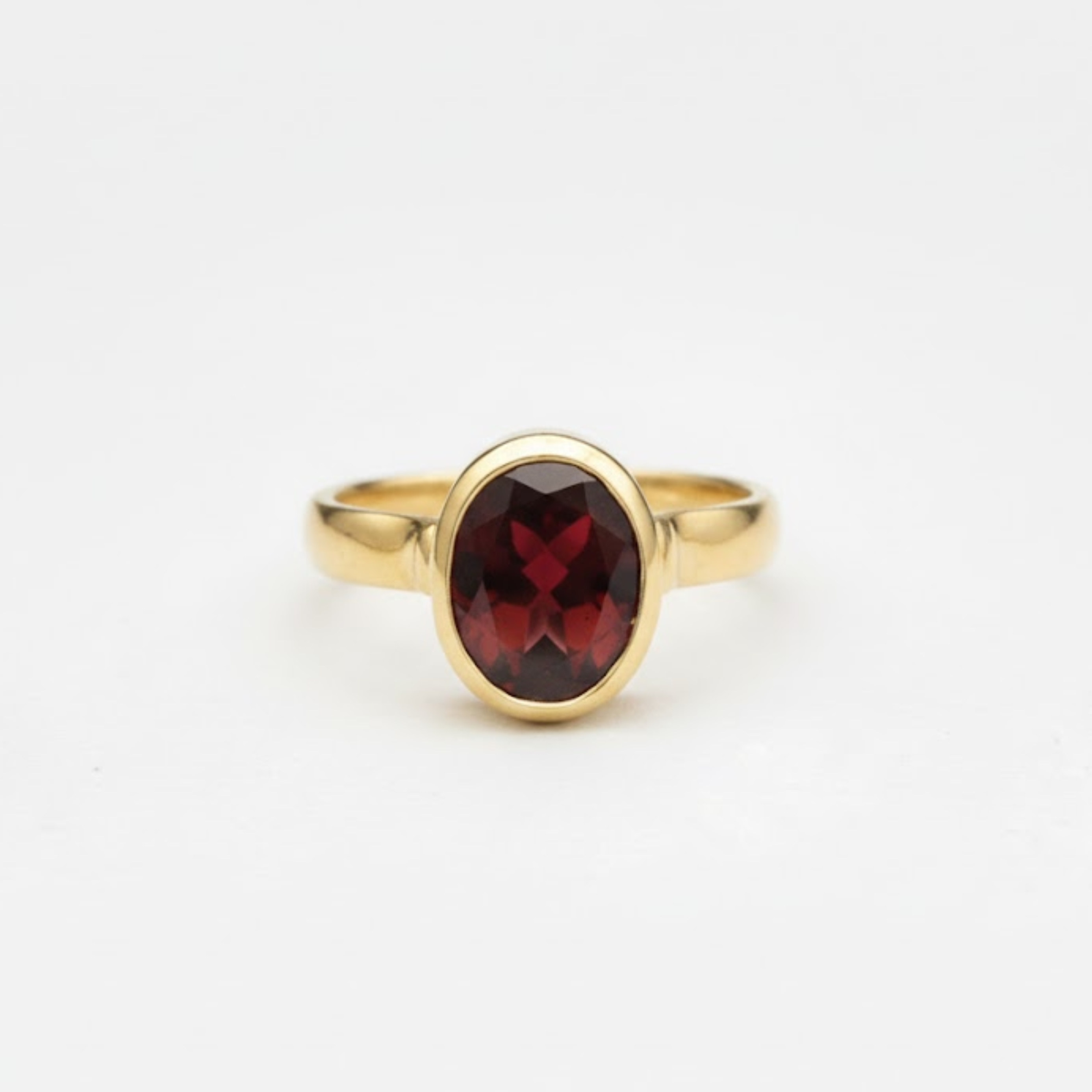 Stunning Natural Red Garnet Ring in 18k Gold Vermeil, ideal January birthday gift representing passion and commitment.