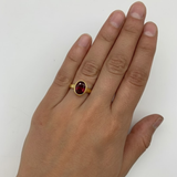 Classic 18k Gold Vermeil Ring featuring a Natural Garnet, January's birthstone, symbolizing love and ideal for special occasions.