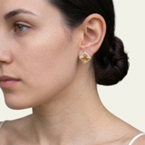 Vintage Citrine Earrings - Yellow Diamond Earrings - Princess Cut Earrings