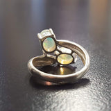 Opal Ring, Natural Opal Ring, October Birthstone, Bypass Ring, Fire Opal Ring, Two Stone Ring, October Ring, 925 Silver Ring, Ethiopian Opal