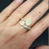 Opal Ring, Natural Opal Ring, October Birthstone, Bypass Ring, Fire Opal Ring, Two Stone Ring, October Ring, 925 Silver Ring, Ethiopian Opal