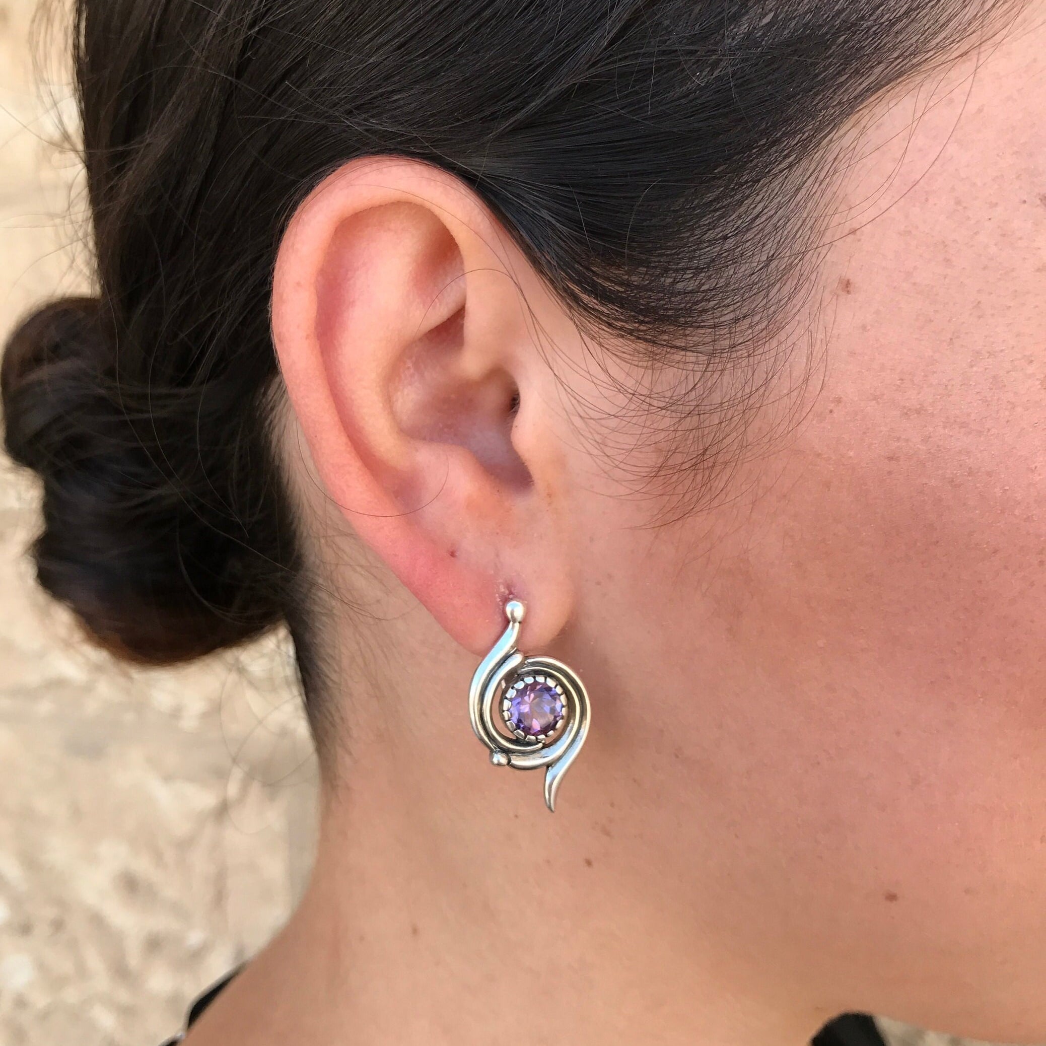 Amethyst Earrings, Natural Amethyst, Vintage Earrings, Purple Earrings, February Birthstone, February Earrings, Silver Earrings, Amethyst