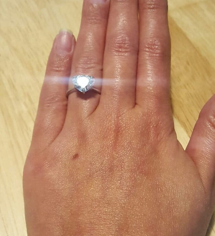 Heart Ring, Diamond Ring, Created Diamond, Engagement Ring, CZ Diamond Ring, 2 Carat Diamond, Bridal Diamond Ring, Sparkly Ring, Silver Ring