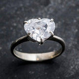 Diamond Heart Ring - Heart Engagement Ring, Bridal Solitaire Ring