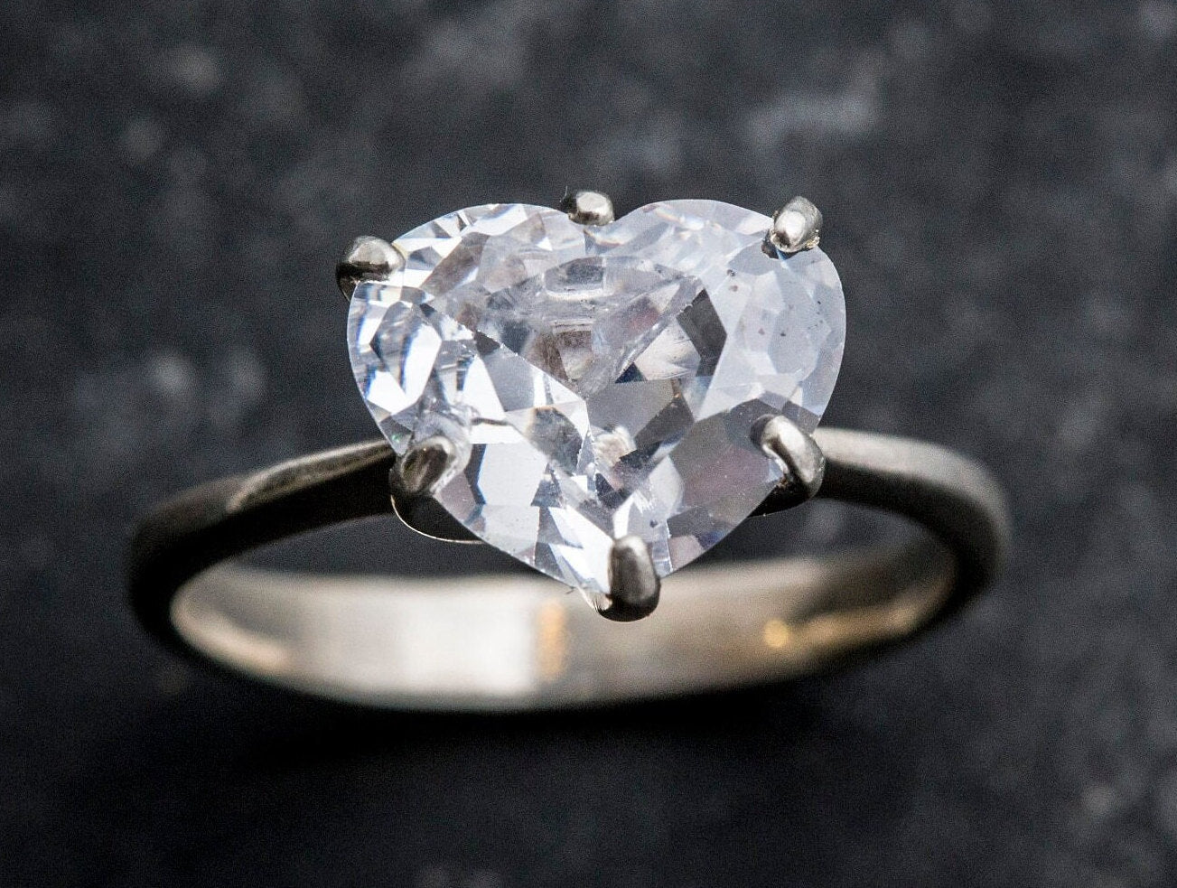 Heart Ring, Diamond Ring, Created Diamond, Engagement Ring, CZ Diamond Ring, 2 Carat Diamond, Bridal Diamond Ring, Sparkly Ring, Silver Ring