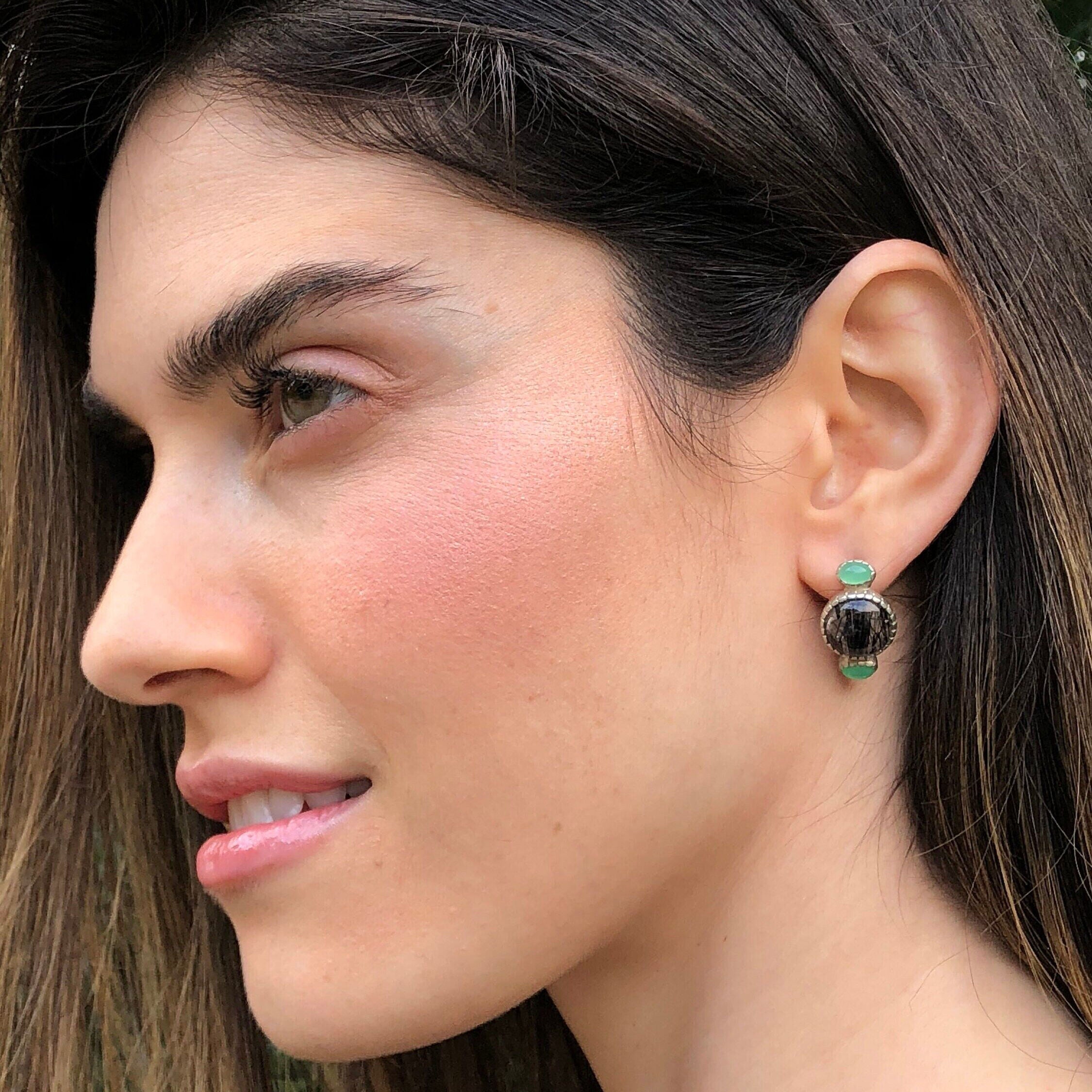 Charoite Earrings, Natural Charoite, Bohemian Earrings, Natural Nephrite, Jade Earrings, Purple Earrings, Sterling Silver Earrings, Charoite