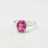 Stylish 925 Sterling Silver ring featuring created pink Alexandrite, representing intuition, ideal for daily wear and birthdays.