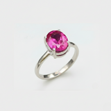 Created Alexandrite Ring made in 925 Sterling Silver with Created Pink Alexandrite in Prong setting, June Birthstone gift idea, symbolizes duality, renewal, and intuition, ideal for everyday wear and perfect for birthday gifting and special occasions.