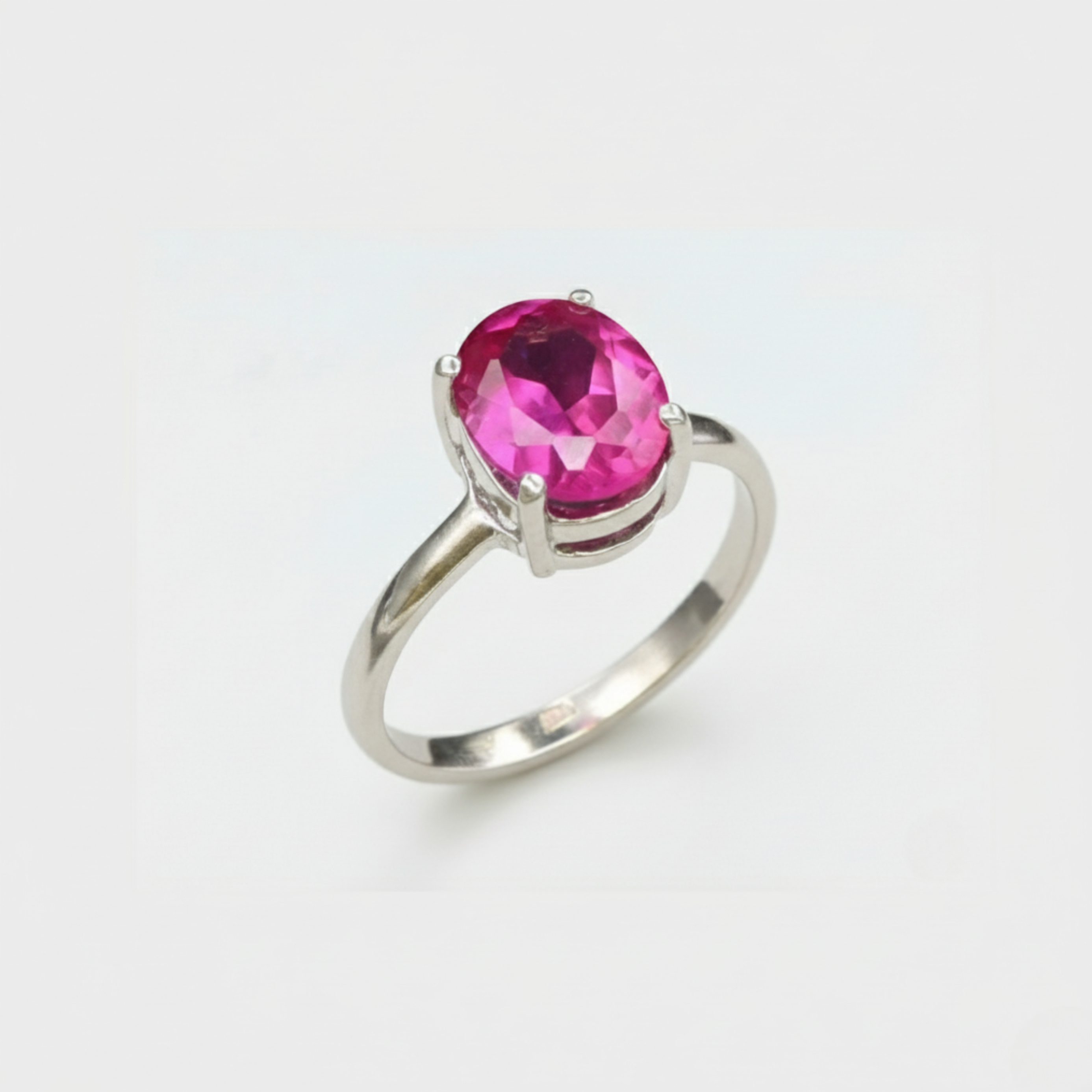 Created Alexandrite Ring made in 925 Sterling Silver with Created Pink Alexandrite in Prong setting, June Birthstone gift idea, symbolizes duality, renewal, and intuition, ideal for everyday wear and perfect for birthday gifting and special occasions.