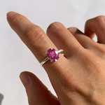 Created Alexandrite Ring in 925 Sterling Silver, showcases prong-set pink Alexandrite, perfect for June birthdays and special occasions.