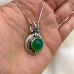 Egyptian Pendant, Emerald Pendant, Created Emerald, Artistic Pendant, Green Pendant, Green Emerald, Vintage Pendant, Silver Pendant, Emerald