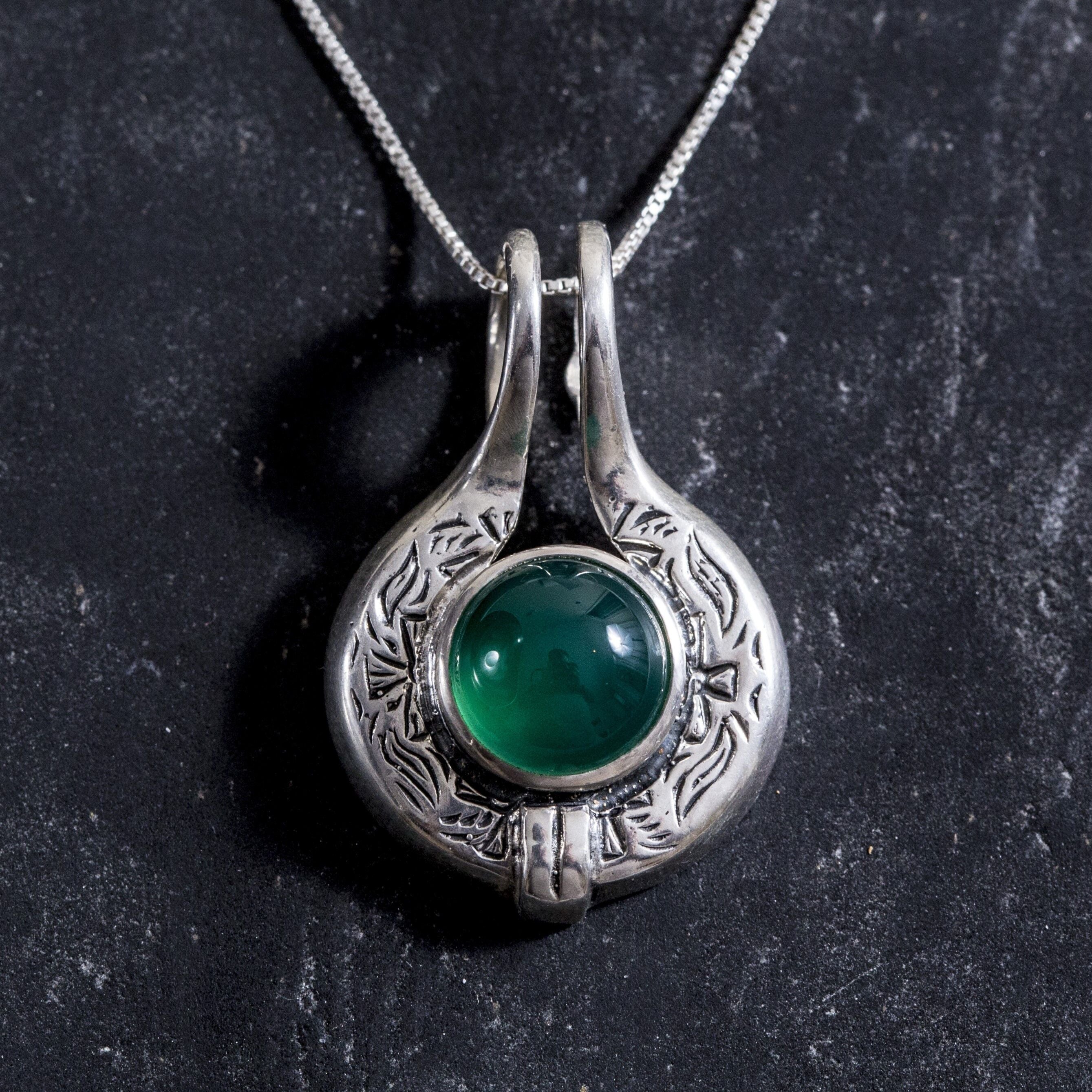 Created Emerald Pendant made in 925 Sterling Silver with Round Created Green Emerald in Bezel setting, May Birthstone gift idea, symbolizes, ideal for everyday wear and perfect for birthday gifting and special occasions.