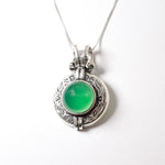 Egyptian Pendant, Emerald Pendant, Created Emerald, Artistic Pendant, Green Pendant, Green Emerald, Vintage Pendant, Silver Pendant, Emerald