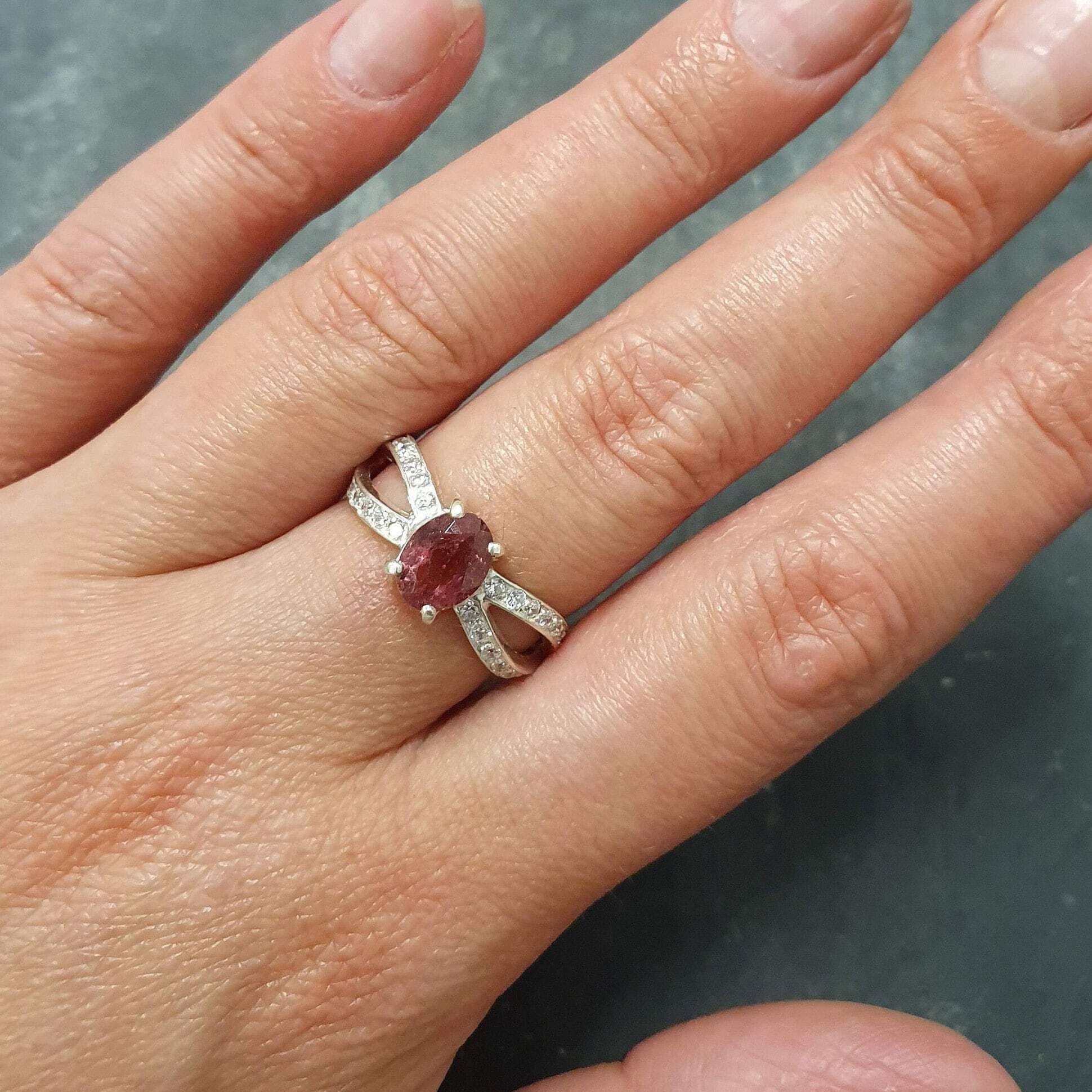 Pink Tourmaline Ring, Natural Tourmaline, Pink Engagement Ring, October Birthstone, Promise Ring, Vintage Ring, Pink Ring, Solid Silver Ring