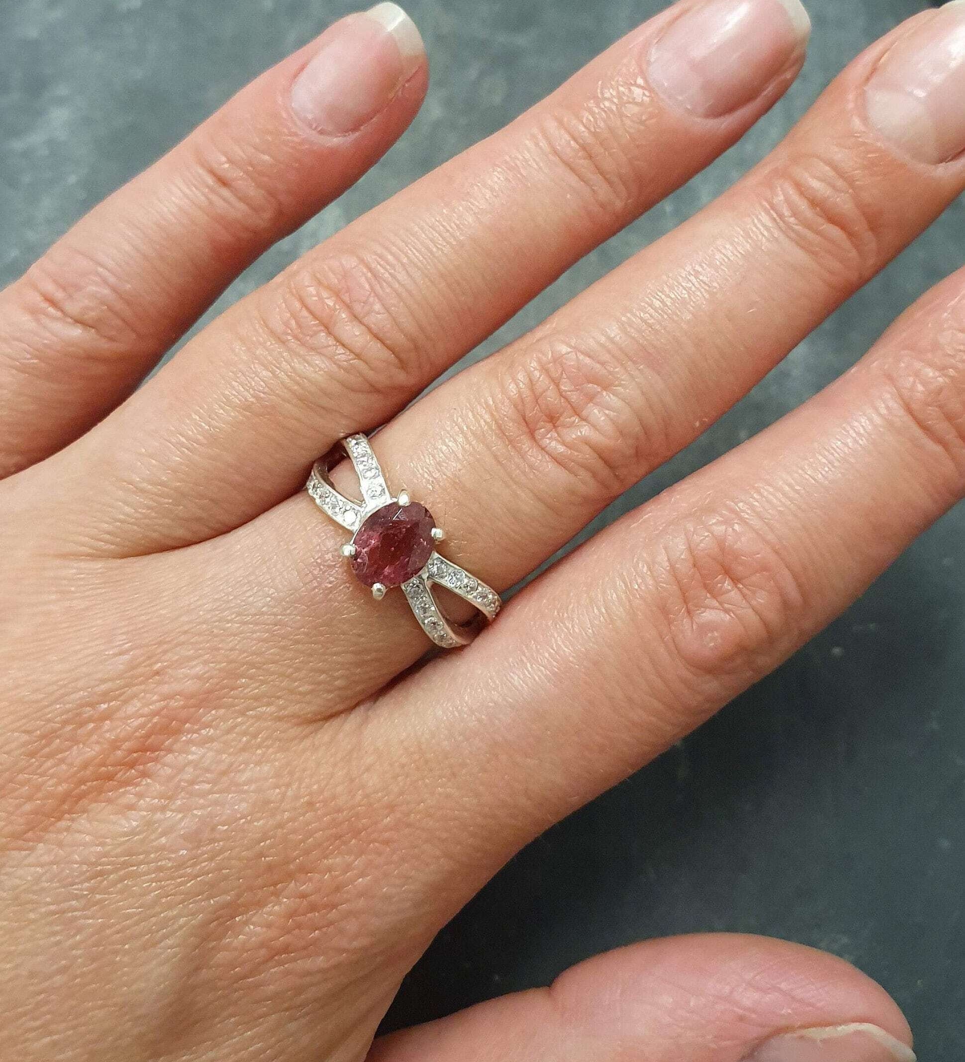 Pink Tourmaline Ring, Natural Tourmaline, Pink Engagement Ring, October Birthstone, Promise Ring, Vintage Ring, Pink Ring, Solid Silver Ring