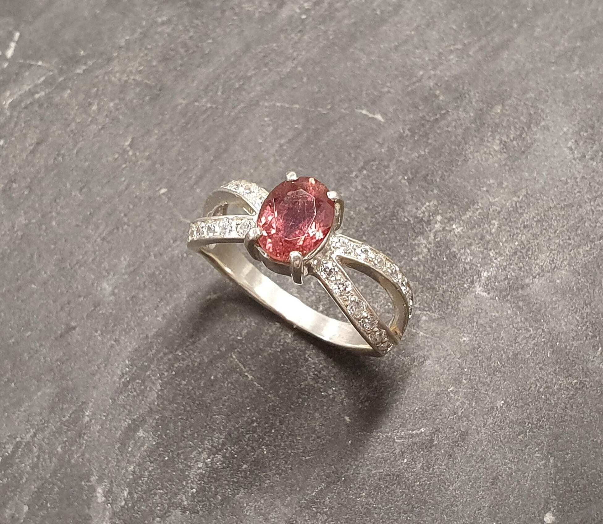 Pink Tourmaline Ring, Natural Tourmaline, Pink Engagement Ring, October Birthstone, Promise Ring, Vintage Ring, Pink Ring, Solid Silver Ring
