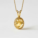 Vintage Citrine Necklace - Natural Citrine Pendant - November Birthstone Necklace