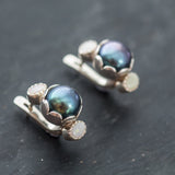 Black Pearl Earrings - Pearl Long Earrings - Opal Statement Earrings