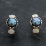 Black Pearl Earrings - Pearl Long Earrings - Opal Statement Earrings