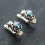 Black Pearl Earrings - Pearl Long Earrings - Opal Statement Earrings