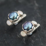 Black Pearl Earrings - Pearl Long Earrings - Opal Statement Earrings